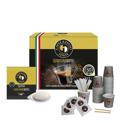 Seti Gran Aroma Napoli me kafe, gota, lugë për përzierje dhe sheqer